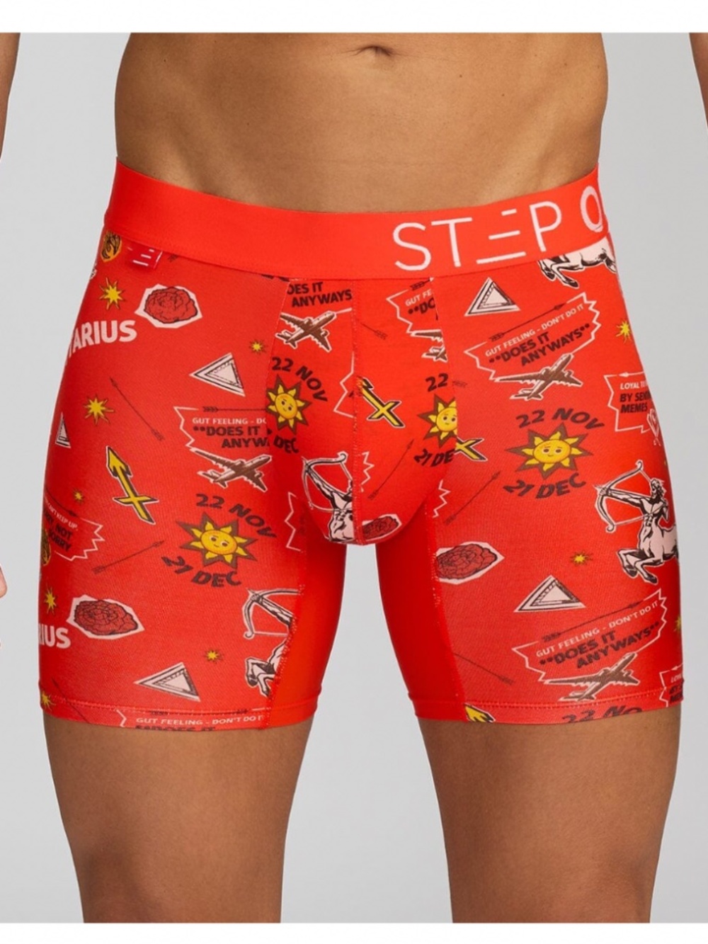 Step One | Men's Red Sagittarius Print Boxer Briefs